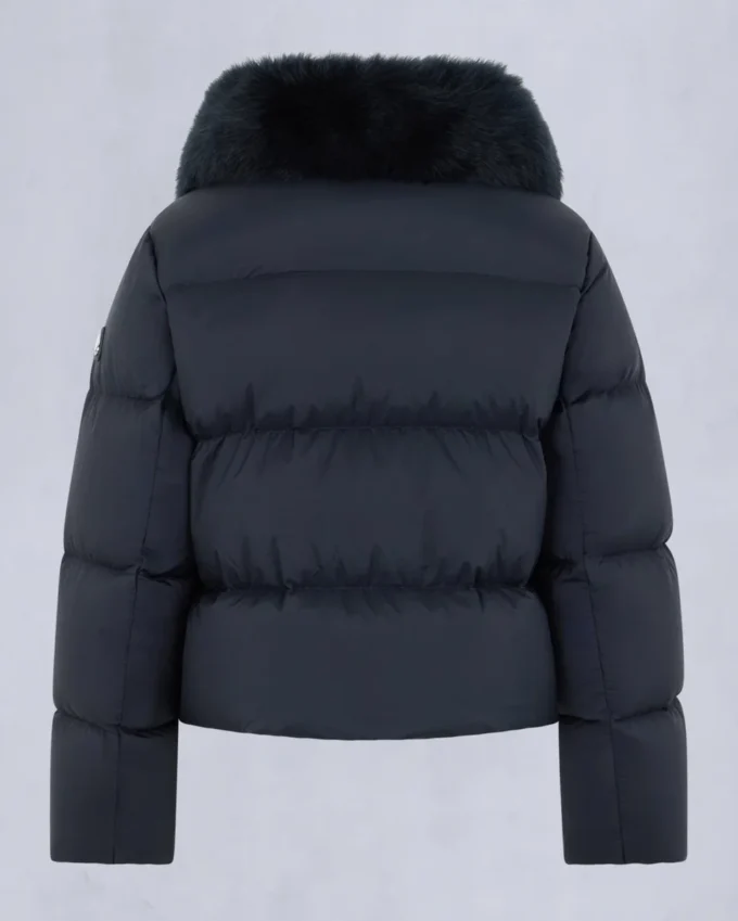 Belle Dune kort dunjakke med shearling-kant