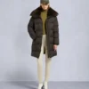 Belle Dune lang shearling-trimmet pufferjakke