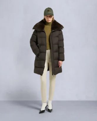 Belle Dune lang shearling-trimmet pufferjakke
