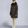 Belle Dune lang shearling-trimmet pufferjakke