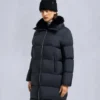 Belle Dune lang shearling-trimmet pufferjakke