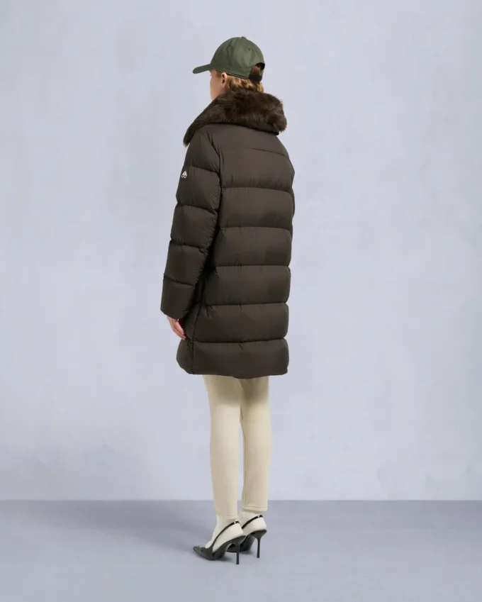 Belle Dune lang shearling-trimmet pufferjakke
