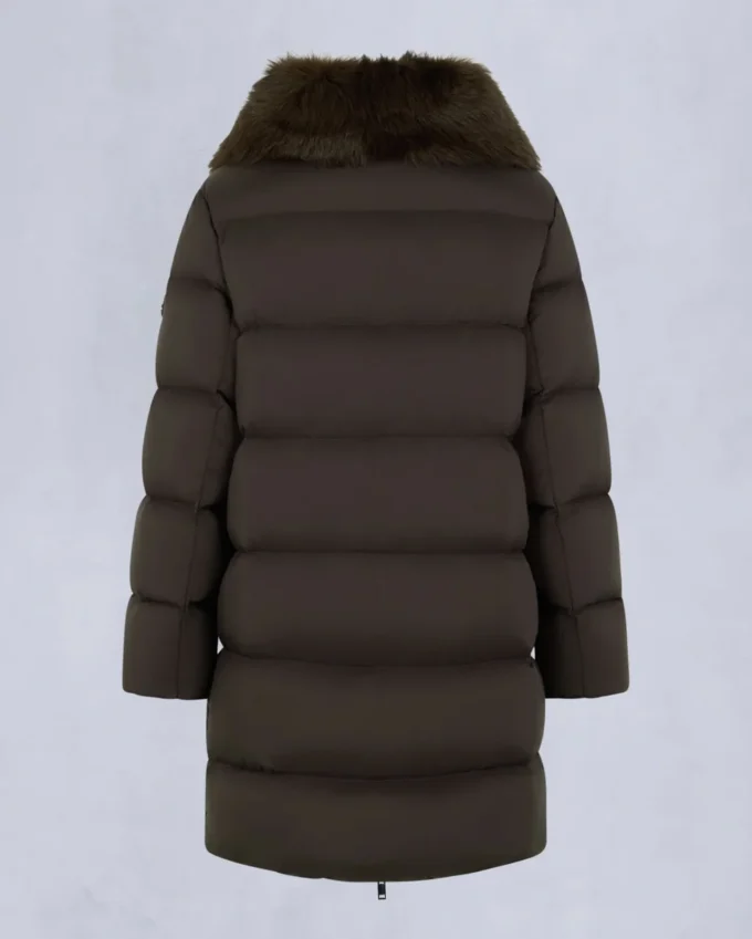 Belle Dune lang shearling-trimmet pufferjakke