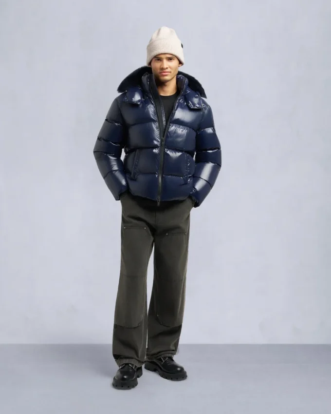 Kings Puffer Shearling Trim Jacket