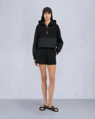 Mixmedia pullover-hettegenser