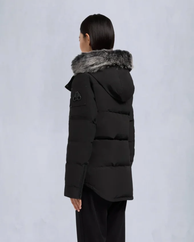 Onyx Anguille Shearling Trim Jacket