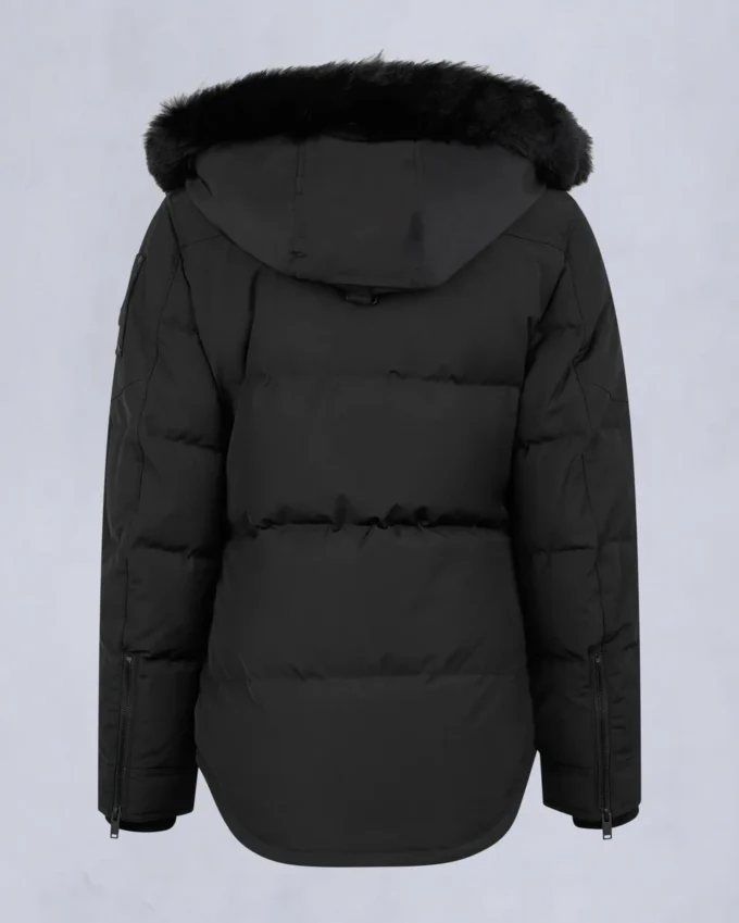 Onyx Anguille Shearling Trim Jacket