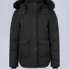 Onyx Anguille Shearling Trim Jacket