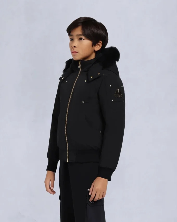 Unisex bomberjakke for barn med original shearling-kant