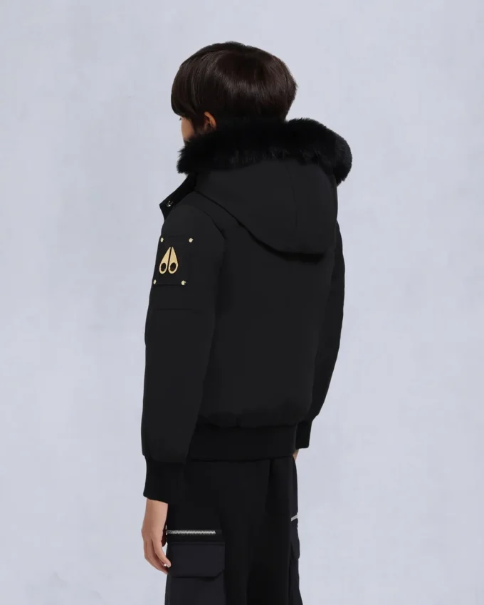 Unisex bomberjakke for barn med original shearling-kant