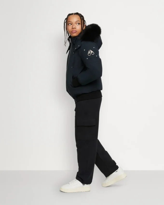 Unisex bomberjakke for barn med original shearling-kant