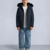 Unisex parkas for barn med shearling-kant
