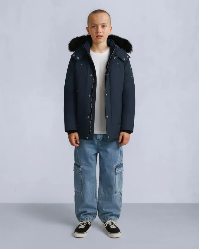 Unisex parkas for barn med shearling-kant