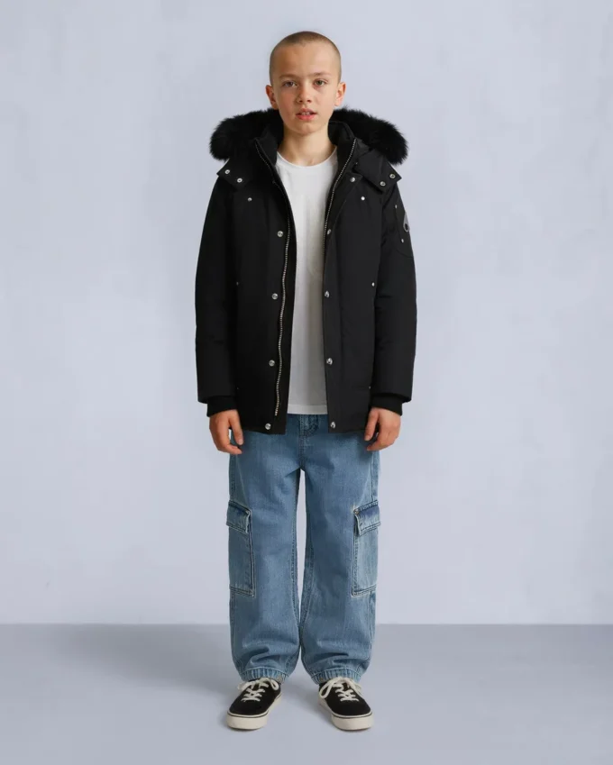 Unisex parkas for barn med shearling-kant